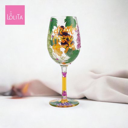 Lolita ワイングラス Drink Happy Thoughts 22.9cm 楽しい空想 | かわいい おしゃれ ポップ モダン デザイン食器 アート ロリータ･ヤンシー 正規輸入品