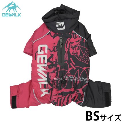 ジウォーク GEWALK タイポグラフィ ドリズル サーマル オーバーオール 犬服 BS ピンク