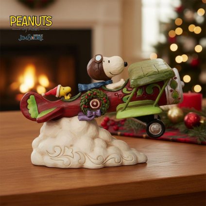 スヌーピー フライングエース 飛行機 13cm クリスマス | ジムショア ピーナッツ グッズ フィギュア 人形 置物 彫刻 Jim Shore 正規輸入品