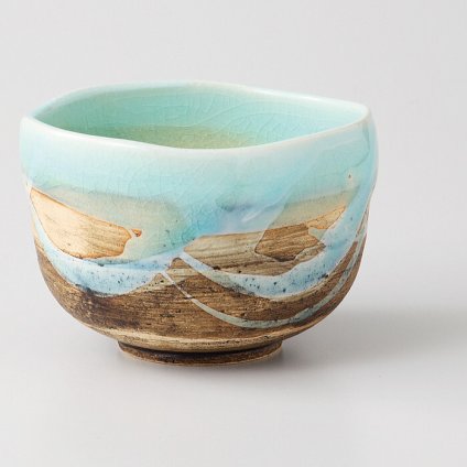 ブルー流し抹茶碗 陶器 美濃焼 やきものの里から、暮らしを贈ります。　ギフト 食器 セット テーブルウェア