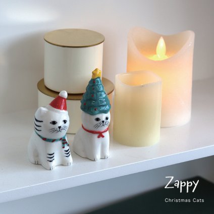 Zappy ザッピー ねこのクリスマス[クリスマス 飾り インテリア オブジェ 雑貨 猫 置物 かわいい おしゃれ 陶器 ミニチュア 小さい プレゼント ギフト クリスマスツリー サンタクロース 卓上 デスク リビング 玄関] 即納