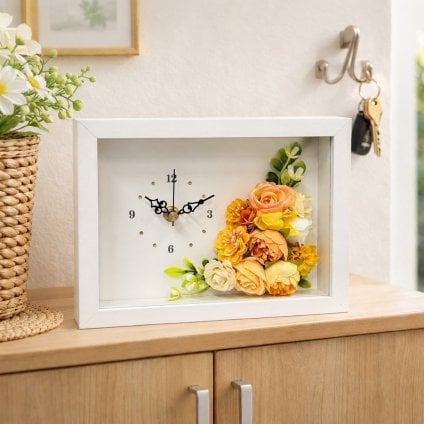 ◆花時計 【BOX FLOWER フルーリー】置時計ビタミンカラー 置時計  ハンドメイド 文字入れ可能
