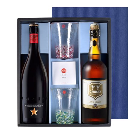 敬老の日 祖母 祖父 ビールとビアグラス ギフトセット ベルギービール 「シメイ ホワイト」スペインビール イネディット 750ml 大瓶 各1本 海外ビール 輸入ビール 日本製 津軽びいどろ ペアグラス おしゃれ 結婚祝い 誕生日 両親 長寿 内祝い 両親 おじいちゃん おばあちゃん 送料無料