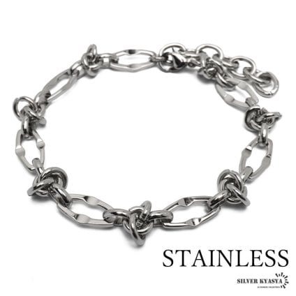 ステンレス ノットチェーンブレスレット 結び シンプル チェーンブレスレット シルバー メンズ 男性 金属アレルギー対応
