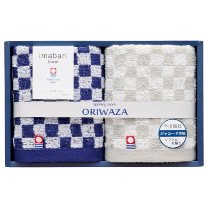 ORIWAZA 今治織技ジャカード市松 ウォッシュタオル2P ／タオル 日用品・ヘルスケア 敬老の日 プレゼント ギフト お祝い いつ 70代 80代 メッセージ おじい おばあ 祖父母 お彼岸 お供え 秋 2026 送料無料 ギフト プレゼント プチギフト 内祝い 快気祝い 出産祝い 結婚祝い 引出物 新築祝い お返し