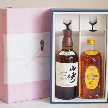 感謝贈り物ウイスキーボックス2本セット(山崎 43度 角瓶 40度) 700ml×2本