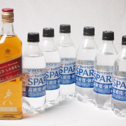 家飲みを、バーカウンターへ ハイボールウイスキー7本セット(ジョニーウォーカー レッドラベル40度(スコットランド) サントリー天然水スパークリング) 700ml×1本 500ml×6本