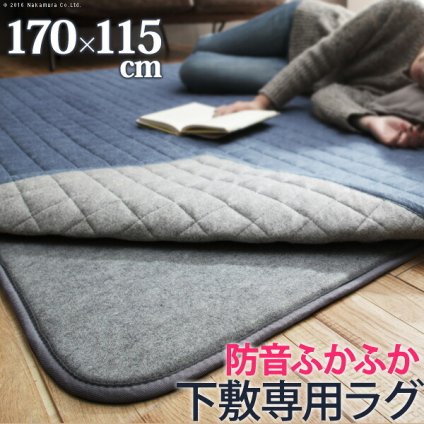 ラグ 下敷き 厚手 防音ふかふか下敷専用ラグ 〔ふかピタ〕 170×115cm (1.5畳用) 長方形 ふっくら カーペット ラグマット 洗える 床暖房 ホットカーペット対応 リビング 滑り止め スミノエ 新生活