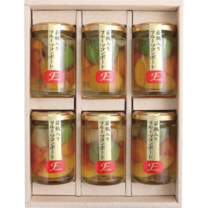 ふみこ農園 若桃入りフルーツコンポート6本セット [26-0438-082] ＦＣＭ－６ スイーツ お菓子 温州みかん パイン 甘夏 ルビーグレープフルーツ ジュレ おやつ デザート プレゼント ギフト 詰め合わせ