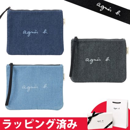 アニエスベー デニムポーチ ウィメンズ コットン Paulette ギフト agnesb.VOYAGE ボヤージュ