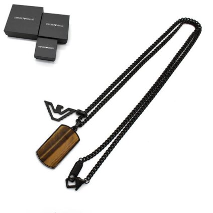 エンポリオアルマーニ EMPORIO ARMANI ネックレス EGS3033001 NECKLACE ドッグタグ アクセサリー ブラウン ブラック
