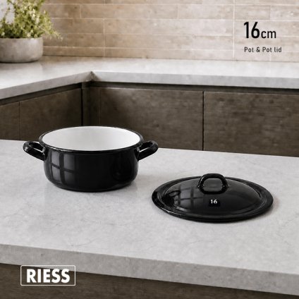 RIESS リース キャセロール16cm ＆ ふたセット[ホーロー鍋 両手鍋 蓋付き 16センチ 琺瑯鍋 ほうろう鍋 IH対応 ガス火対応 キャセロール鍋 フタ セット 小さい鍋 蓋付き鍋 ミニ鍋 小型鍋 1人暮らし 一人暮らし用 2人分 小鍋]