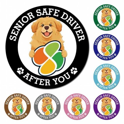カーサイン 高齢者マーク SENIOR SAFE DRIVER チベタンマスティフ マグネット 強力 直径13cm 肉球 日本製 車 ステッカー
