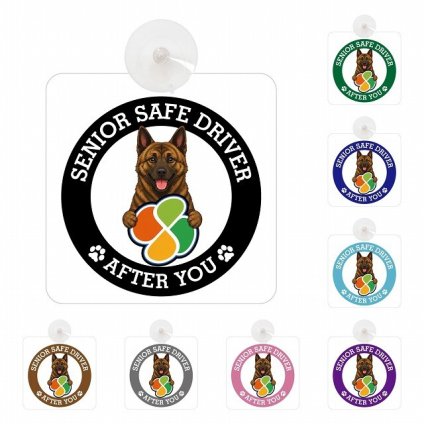 カーサイン 高齢者マーク SENIOR SAFE DRIVER 琉球犬 車内用 吸盤タイプ 収れん火災防止タイプ 肉球 日本製 車 ステッカー