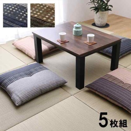 座布団 銘仙判 しじら 日本製 綿100% 和柄 約55×59cm 5枚組
