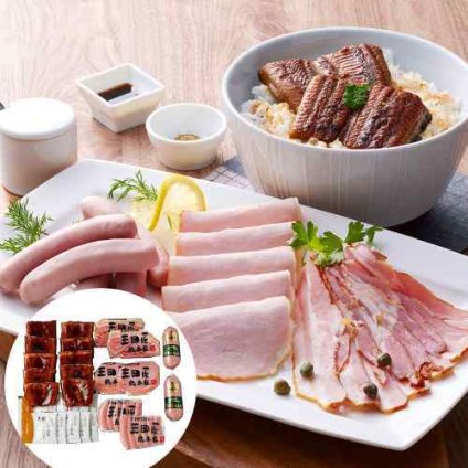 鰻楽 うなぎ 蒲焼 三田屋総本家 ハム 豪華 詰合せ ロースハム ベーコン ソーセージ ギフト 贈り物