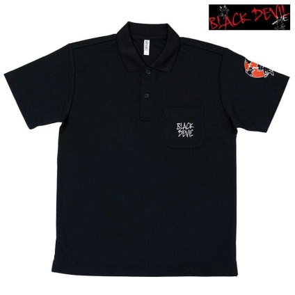 ブラックデビル ポロシャツ 半袖 服 Mサイズ BLACK DEVIL ロゴ メンズ レディース 男女兼用 ユニセックス おしゃれ 悪魔 キャラクター バックプリント タバコ ブランド たばこ 銘柄 黒 かっこいい ギフト プレゼント