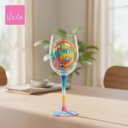 Lolita ワイングラス Beach Life 22.4cm ビーチ・ライフ | かわいい おしゃれ ポップ モダン デザイン食器 アート ロリータ･ヤンシー 正規輸入品