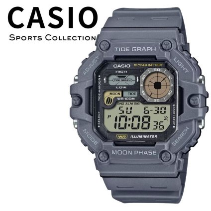 箱なし カシオ 腕時計 メンズ レディース デジタル グレー ブラック CASIO 海外モデル 10年電池 100m防水 タイドグラフ ムーンデータ 月齢 釣り アウトドア スポーツ プレゼント ギフト 成人 卒業 入学