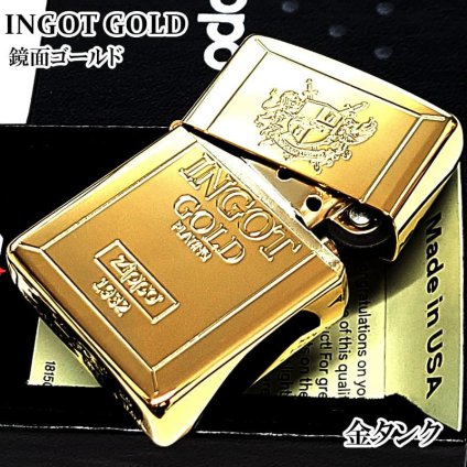 ZIPPO ライター インゴット ゴールド ジッポ 鏡面仕上げ 彫刻 かっこいい 金タンク 高級 金塊 おしゃれ メンズ ギフト プレゼント