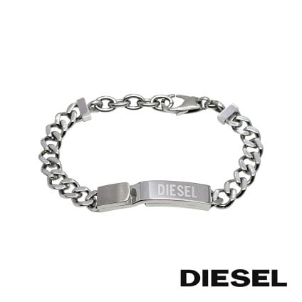 DIESEL ディーゼル DX0966040 メンズ ブレスレット アクセサリー シルバー ロゴプレート プレゼント【海外正規品】送料無料