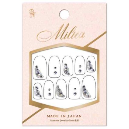 BN MIRIA ジュエリー ストーン シール MIL-15 日本製 高級感 ネイルシール ネイルパーツ デコレーション ジェルネイル セルフネイル アート ストーン ウレタン樹脂 ガラス PET 銀 国産 プロ仕様 貼るだけ 簡単
