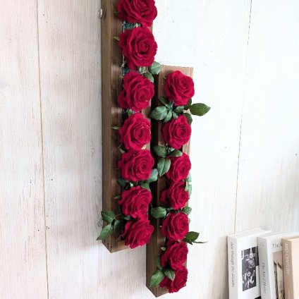 造花　　薔薇壁掛け２本組　ツイン　　高級ベルベット生地仕様　軽量