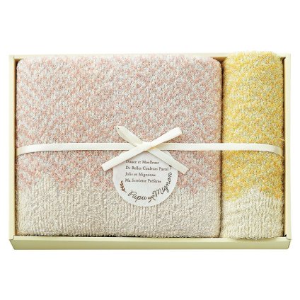 実りの秋の贈り物 バスタオル&ウォッシュタオル Pupu Mignon（ププ･ミニョン） ピンク バスタオル:60×120cm、ウォッシュタオル:34×35cm