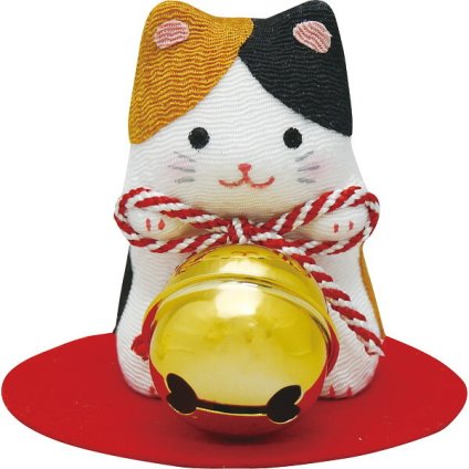 【直送】リュウコドウ 福かかえ鈴 [26-0262-030] 猫 置物 ちりめん 鈴 ねこ 和雑貨 縁起物 飾り物 オブジェ インテリア 開運 招福 かわいい おしゃれ レーヨンちりめん ギフト プレゼント 贈り物 お祝い