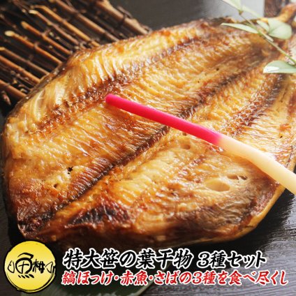 特大 笹の葉 干物セット 3種 詰め合わせ 合計1kg以上 無添加 【干物/ひもの/冷凍/ほっけ/ホッケ/さば/サバ/鯖/赤魚/敬老の日/ギフト/2026/プレゼント/おつまみ/贈り物/贈答/海鮮】