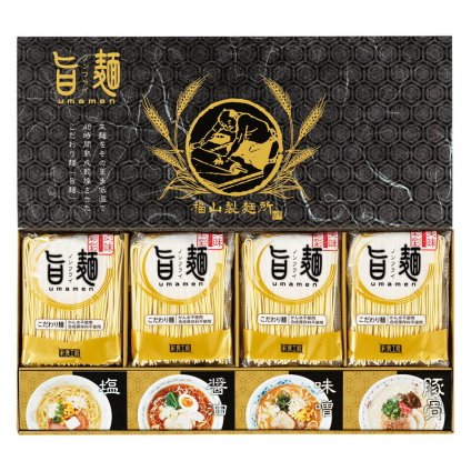 実りの秋の贈り物 福山製麺所「旨麺」 ラーメン（80g）×8、塩スープ（36g）･はかた大将スープ（醤油･味噌･豚骨）（各35g）×各2