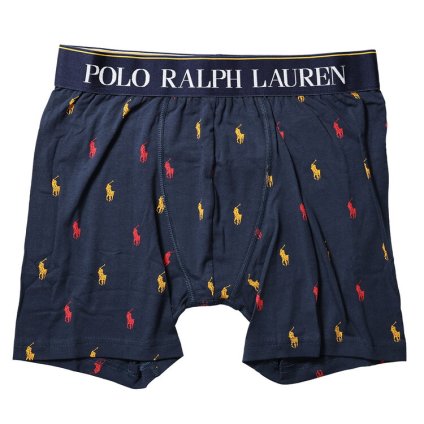 ポロラルフローレン：COTTON STRETCH POUCH ボクサーブリーフ（クルーズネイビー/オールオーバープリント)[ボクサーパンツ/ 男性下着/ メンズインナー/人気ブランド/おすすめギフト/誕生日プレゼント/メンズファッション]