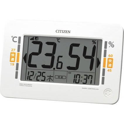 【直送】シチズン CITIZEN デジタル電波時計 [26-0249-174] 8RZ240-003 環境目安表示付き 壁掛け時計 置き時計 温湿度計 熱中症 インフルエンザ 快適目安表示 デジタル 大画面 白 おしゃれ 新生活 お祝い ギフト プレゼント
