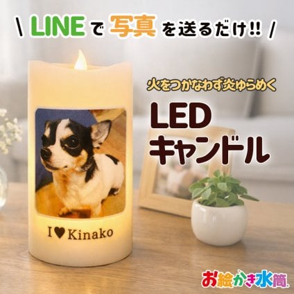 写真入りLEDキャンドル 名入れ メッセージ入り ペット うちの子 キャンドル プレゼント ギフト 記念日 お祝い 孫 子ども 友達 実用的 お祝い 誕生日 敬老の日 祖父母 還暦祝い 喜寿 退職祝い お絵かき水筒