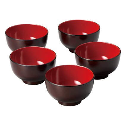 実りの秋の贈り物 レンジ汁椀 溜内朱 5客揃 直径11.4×6.5cm