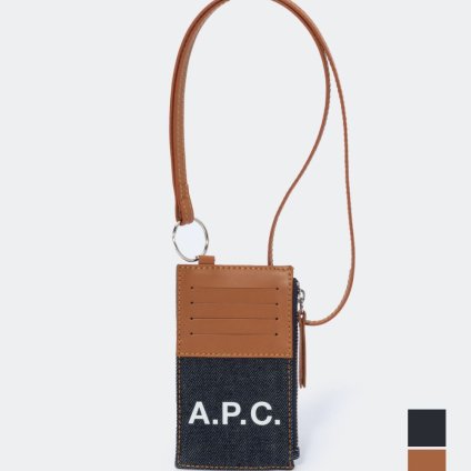 アーペーセー A.P.C. CODDP M63527 小銭入れ メンズ 財布 APC コインケース カードケース ロゴ ストラップ付 ビジネス コットン フラグメントケース ミニ財布 デニム生地 お祝い 記念 コンパクト ギフト プレゼント 誕生日 キャラメル ダークネイビー