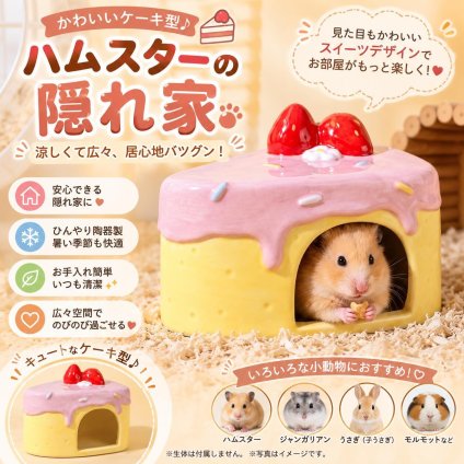 ハムスター ハウス 陶器 ケーキ型 隠れ家 小動物 ハウス 夏用 涼しい ハムスター用品 ゴールデンハムスター ジャンガリアン 小動物用 シェルター かわいい おしゃれ