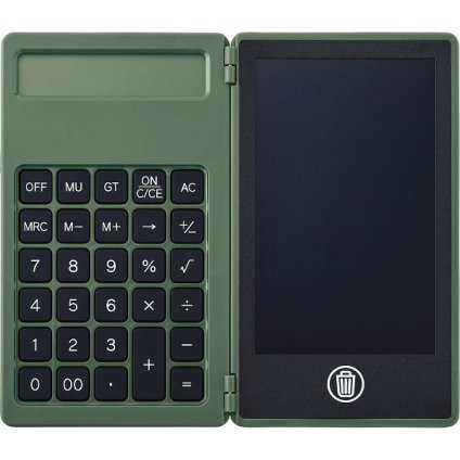 【直送】電卓付き電子メモ 4.4インチ オリーブ [26-0604-098] 0057-02 専用タッチペン付き 折りたたみ式 電子メモパッド デジタルメモ 持ち運び便利 プレゼント ギフト