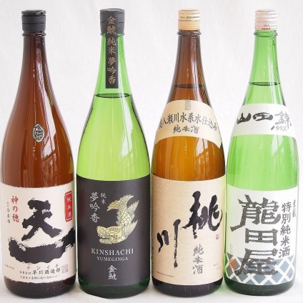 米の旨味よい日本酒4本セット(早川酒造部天一 純米酒 (三重県) 桃川 純米酒 (青森県) 金しゃち酒造金鯱 夢吟香 純米酒 (愛知県) 東春酒造東龍 龍田屋 特別純米 (愛知県)) 1800ml×4本