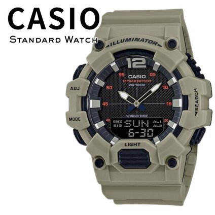 箱なし カシオ 腕時計 メンズ CASIO アナデジ カーキ サンド ベージュ 海外モデル 逆輸入 10年電池 100m防水 ワールドタイム ストップウォッチ アラーム LEDライト アウトドア スポーツ 誕生日 父の日 プレゼント ギフト 成人 卒業 入学