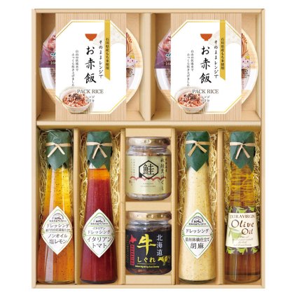 飛騨高山ファクトリー 赤飯とドレッシングのお祝御膳  ／セット・詰め合わせ 調味料 食品 敬老の日 プレゼント ギフト お祝い いつ 70代 80代 メッセージ おじい おばあ 祖父母 お彼岸 お供え 秋 2026 送料無料 ギフト プレゼント プチギフト 内祝い 快気祝い 出産祝い 結婚祝い 引出物 新築祝い お返し