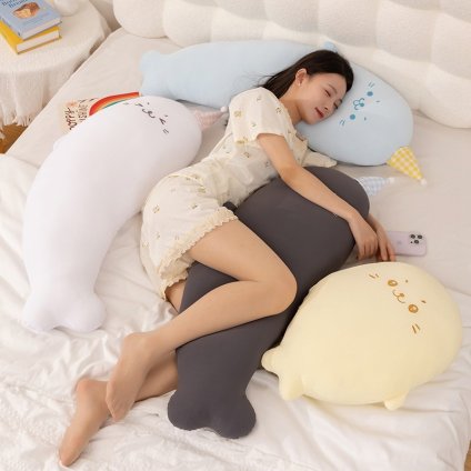 アザラシ 抱き枕 ぬいぐるみ クッション 冷感素材 もちもち 柔らかい かわいい 海豹 癒しグッズ 添い寝枕 大きめサイズ ふわふわ お昼寝 寝室 リビング 子供 大人 プレゼント