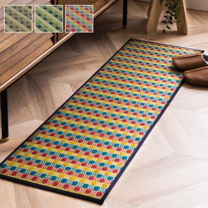 キッチンマット 120 い草ドット柄 マルチ 『ドロップ』 約43×120cm （裏面:滑りにくい加工）