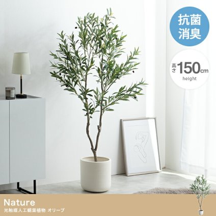 照明 ライト ナチュレ 観葉植物 オリーブ フェイクグリーン 人工 室内 リビング オフィス 一人暮らし 緑 光触媒 空気清浄 消臭 抗菌 防汚 ホルムアルデヒド分解 高さ150cm 造花 おしゃれ 植木 鉢植え 観賞用 グリーン 新築祝い 引越し祝い