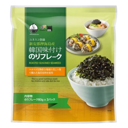 韓国味付けのり　フレーク（80g×3パック）ユネスコ登録　韓国　味付海苔　新安郡押海島産　イェマット（YEMAT）#567749