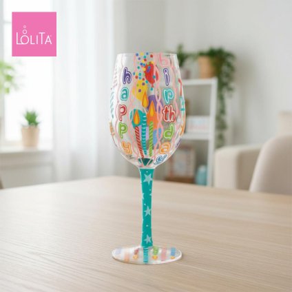 Lolita ワイングラス Happy Birthday Blast 22.4cm 誕生日の大騒ぎ | かわいい おしゃれ ポップ モダン デザイン食器 アート ロリータ･ヤンシー 正規輸入品