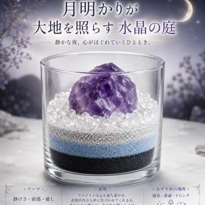誕生日・癒しの贈り物｜月明かりが大地を照らす アメジストの水晶の庭