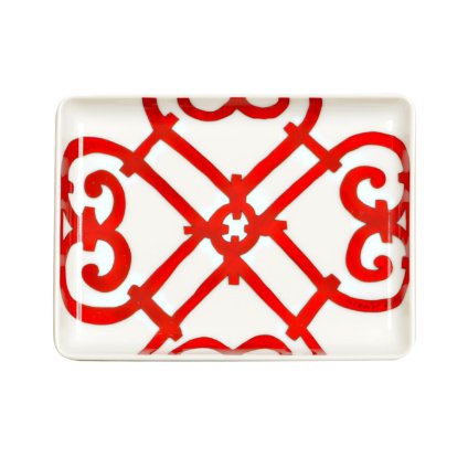 エルメス 食器 長方形トレイ HERMES 011089P BALCON DU GUADALQUIVIR バルコンデュガダルキヴィール ROUGE レッド＋ホワイト