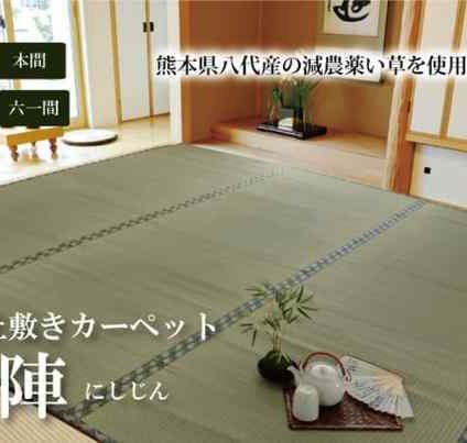 い草 上敷き 本間1畳 95×191cm 純国産 熊本県八代産 減農薬 糸引織 西陣 日本製 畳の上に敷くもの ござ 畳カバー 抗菌 防臭 ラグ カーペット