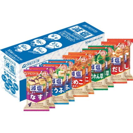 アマノフーズ フリーズドライ 減塩いつものおみそ汁5種セット 10食 [26-0482-022] ２０９６７ 味噌汁 減塩なす とうふ なめこ赤だし ほうれん草 三つ葉入り 詰め合わせ アソート 即席 インスタント 手土産 贈り物 プレゼント ギフト